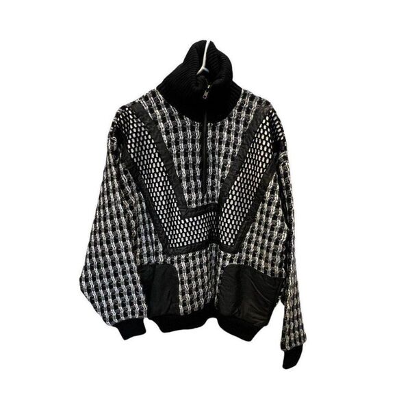Retro Streetwear First Class Men Vintage Genuine Leather Knit Sweater Jacket - Picture 1 of 12